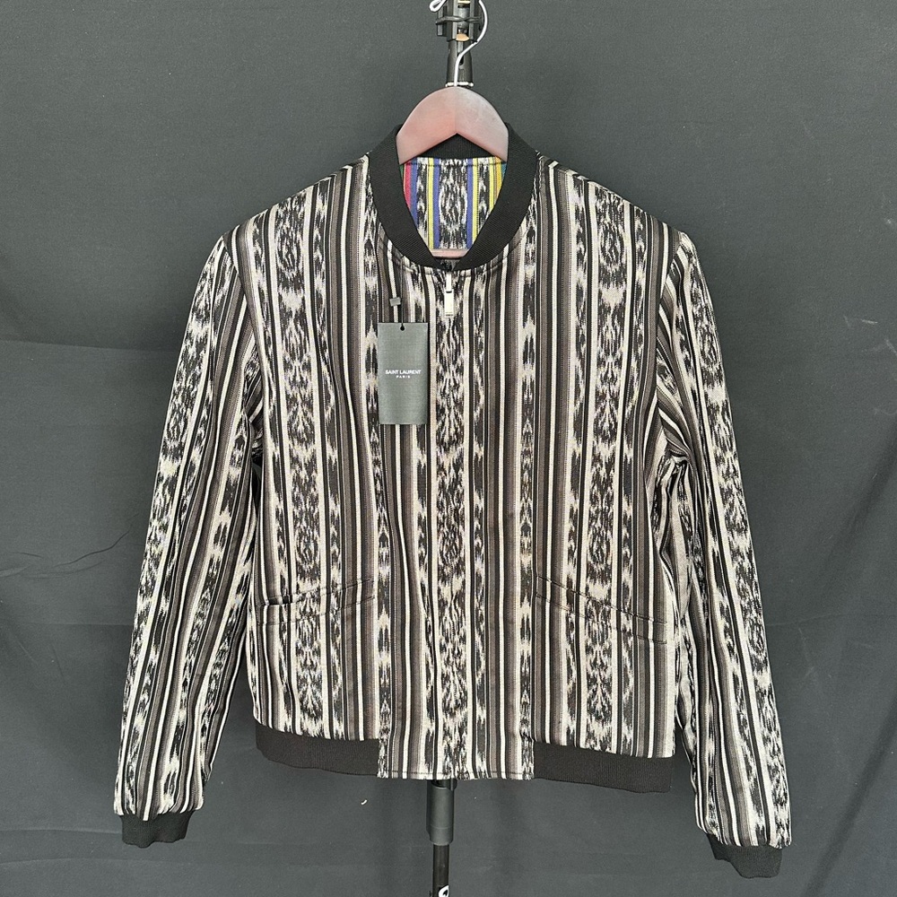 Saint Laurent 2018 reversible silk blend Ikat jacket NWT